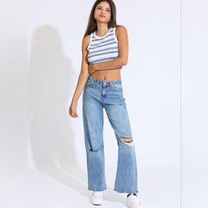 Wide leg Jeans women's size 9 jeans frayed bottom hem